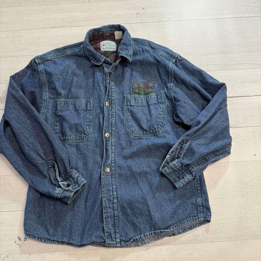 Vintage Benetton kids denim button‎ down shirt youth medium